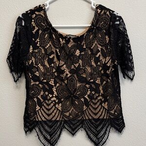Express Black Floral Lace Blouse